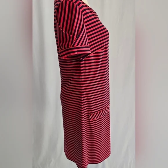 Laundry By Design Red & Navy Striped Short Sleeve Shift Dress Sz. S - Picture 4 of 10